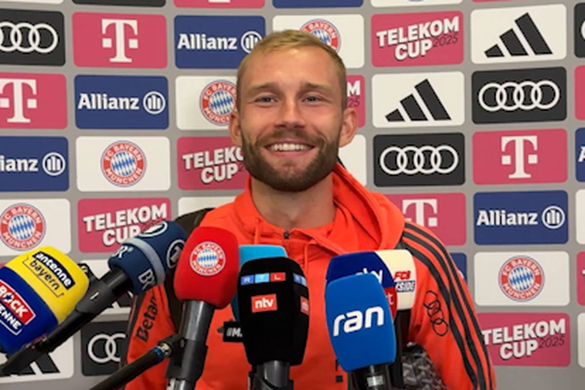 Eigentlich hätte Konrad Laimer sich in die Torschützenliste gegen Tottenham eintragen können. Doch der Osterreicher vergab seine Großchance. Von den Kollegen gibt es Sprüche, der Pechvogel nimmt es mit Humor.