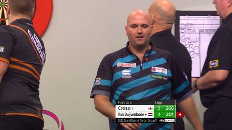 Dirk van Duijvenbode schlägt im zweiten Gruppenspiel der Gruppe D des Grand Slam of Darts Rob Cross mit 5:3.