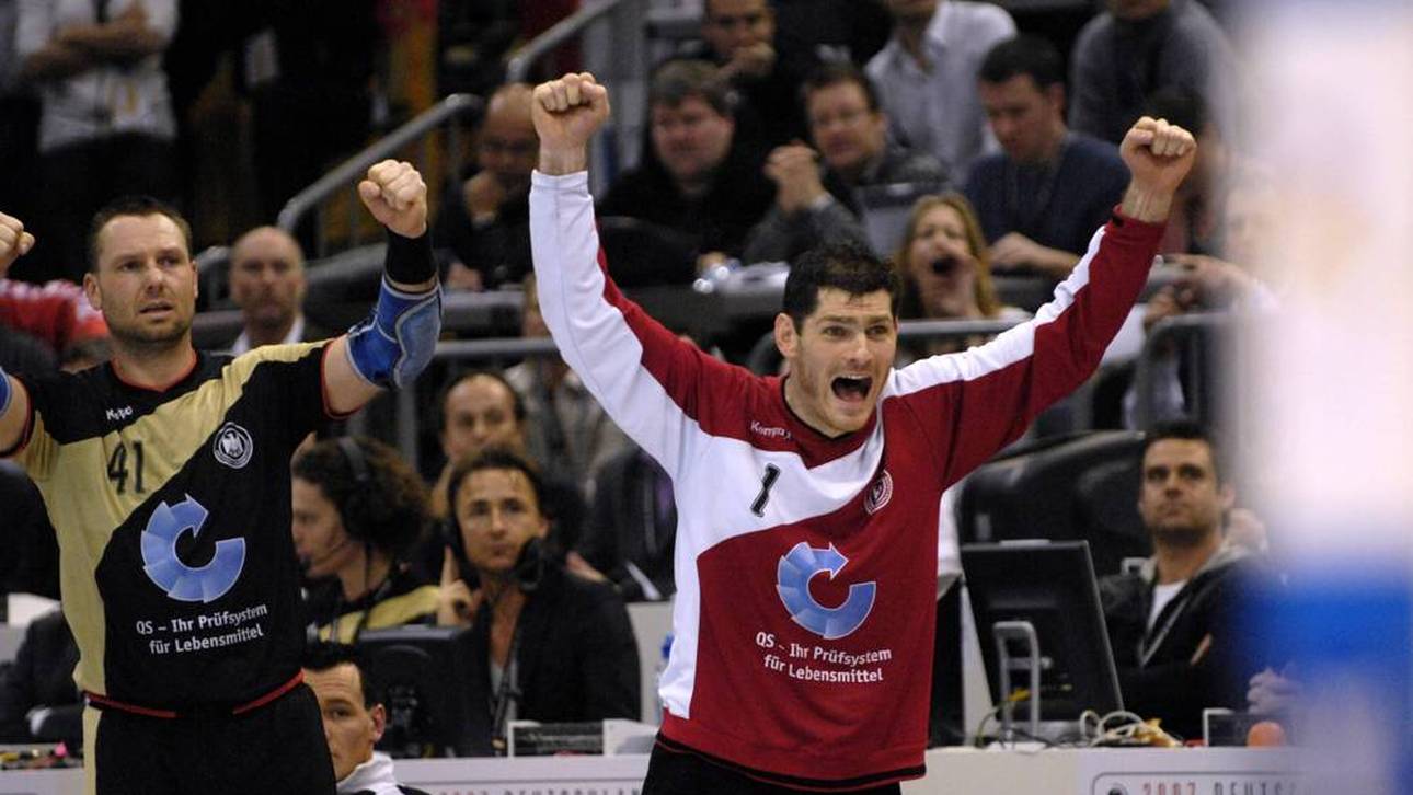 Torwart Henning Fritz (r.) und Christian Schwarzer wurden 2007 mit Deutschland Handball-Weltmeister