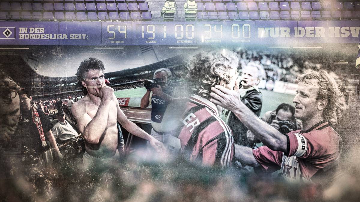 Seit August 1963 lief die Bundesliga-Ära des Hamburger SV, gut sichtbar auf der Uhr im Stadion. Nun aber hat es auch den letzten Dino der Bundesliga erwischt. Trotz des 2:1-Erfolgs gegen Borussia Mönchengladbach müssen die Hamburger erstmals in die Zweite Liga