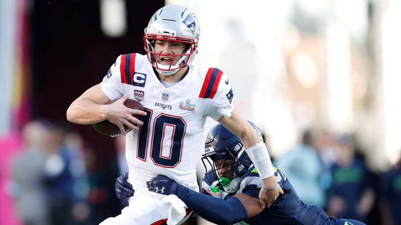 Drake Maye führte die Patriots im Februar in den Super Bowl