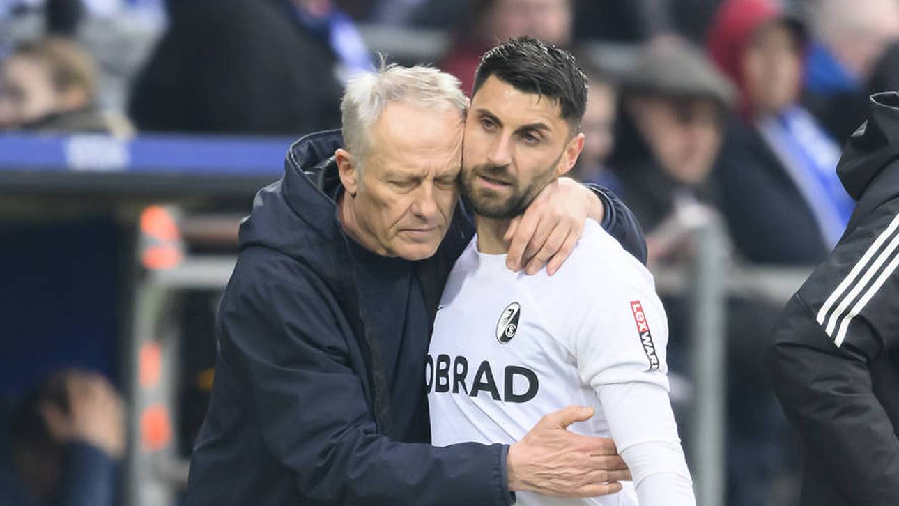 Ex-Trainer Christian Streich und Vincenzo Grifo im März 2024