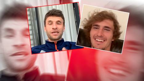 Thomas Müller und Alexander Zverev hatten beim Video-Chat ihren Spaß