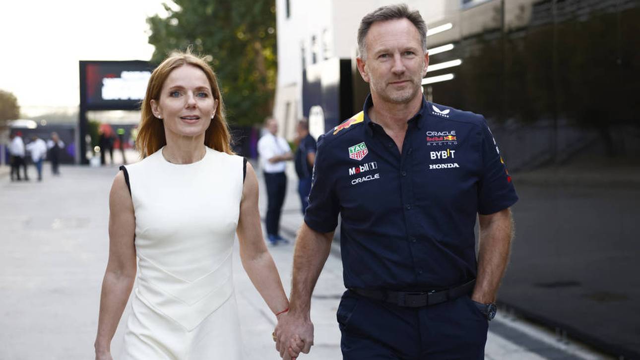 Christian Horner (r.) mit Frau Geri Halliwell in Bahrain