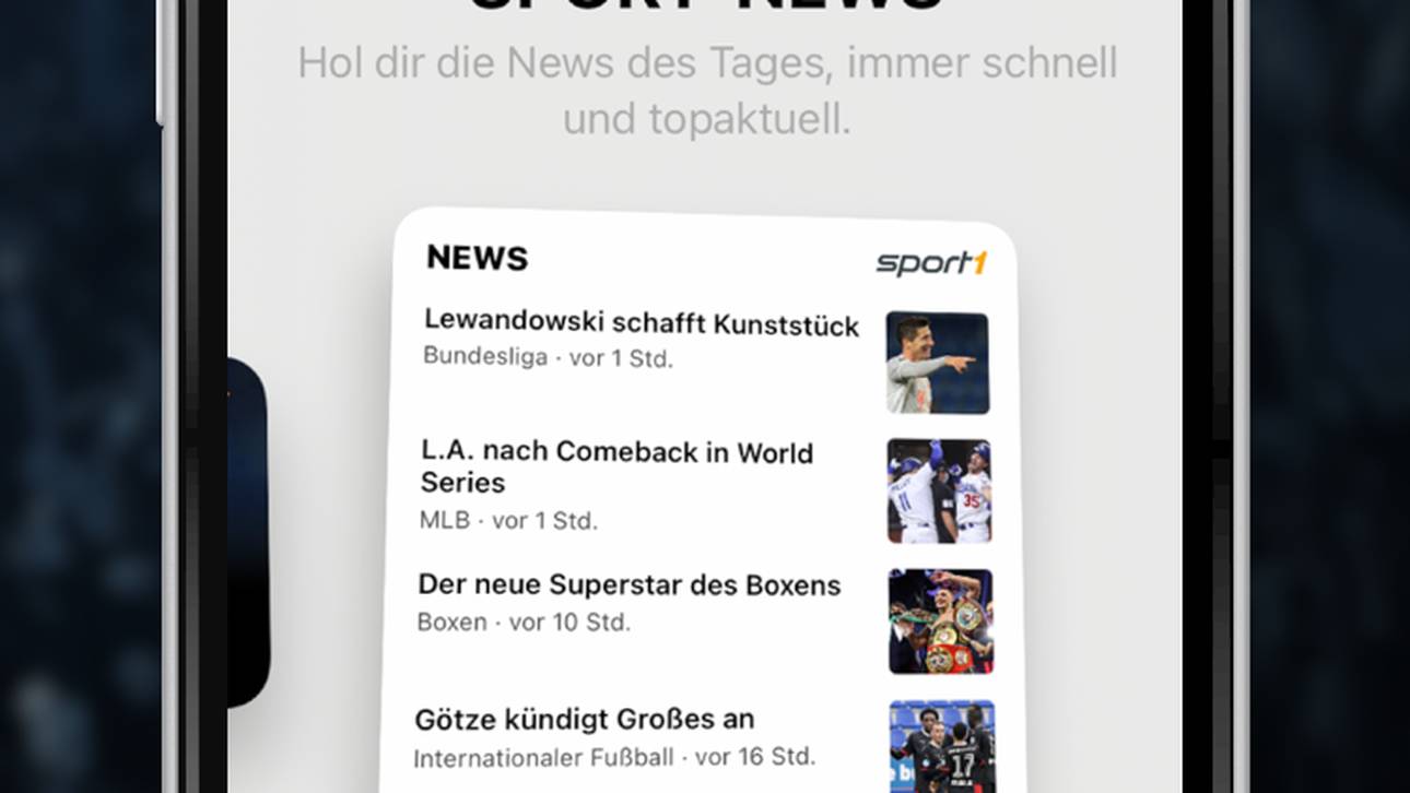 So sieht das SPORT1-Widget auf einem 5-Zoll-Screen aus