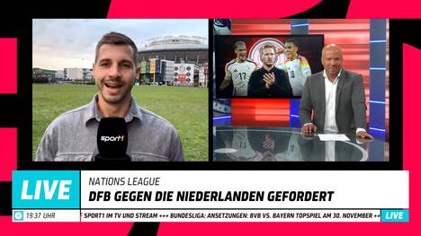 In der Nations League trifft Deutschland am Dienstag auf die Niederlande. SPORT1 Reporter Manfred Sedlbauer berichtet live aus Amsterdam - unter anderem über Florian Wirtz und Jamal Musiala.