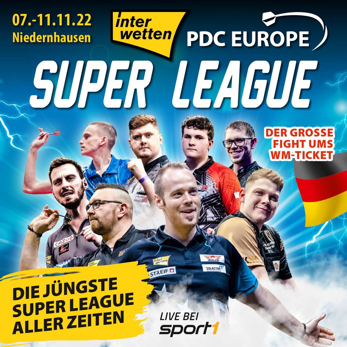 Darts-WM Deutsche Qualifikation mit Hopp, Kurz LIVE im TV auf SPORT1