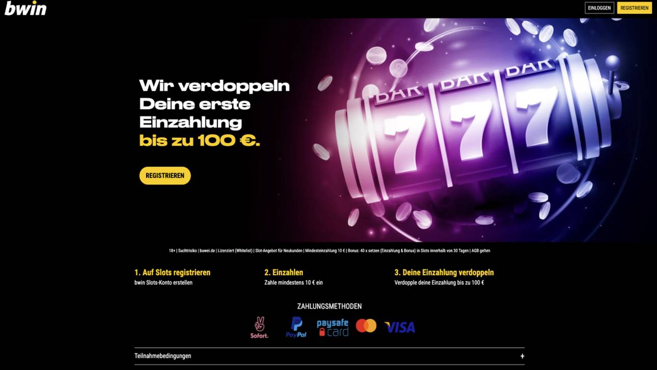  Bwin Slots verdoppelt deine erste Einzahlung bis 100€