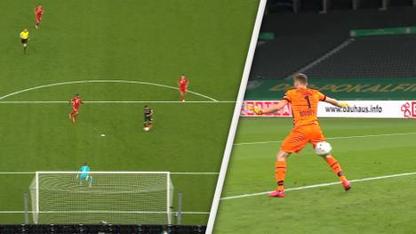 DFB-Pokalfinale zwischen Bayern und Leverkusen, knapp 60 Minuten gespielt. Kevin Volland vergibt eine Riesenchance kläglich. Und 110 Sekunden später leistet sich Lukas Hradecky auch noch einen krassen Bock. 