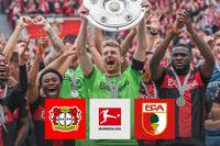 Bayer Leverkusen schlägt am letzten Bundesliga-Spieltag den FC Augsburg und schafft damit zuvor nie Erreichtes. Das Spiel ist aber nur der Startschuss für die großen Feierlichkeiten.