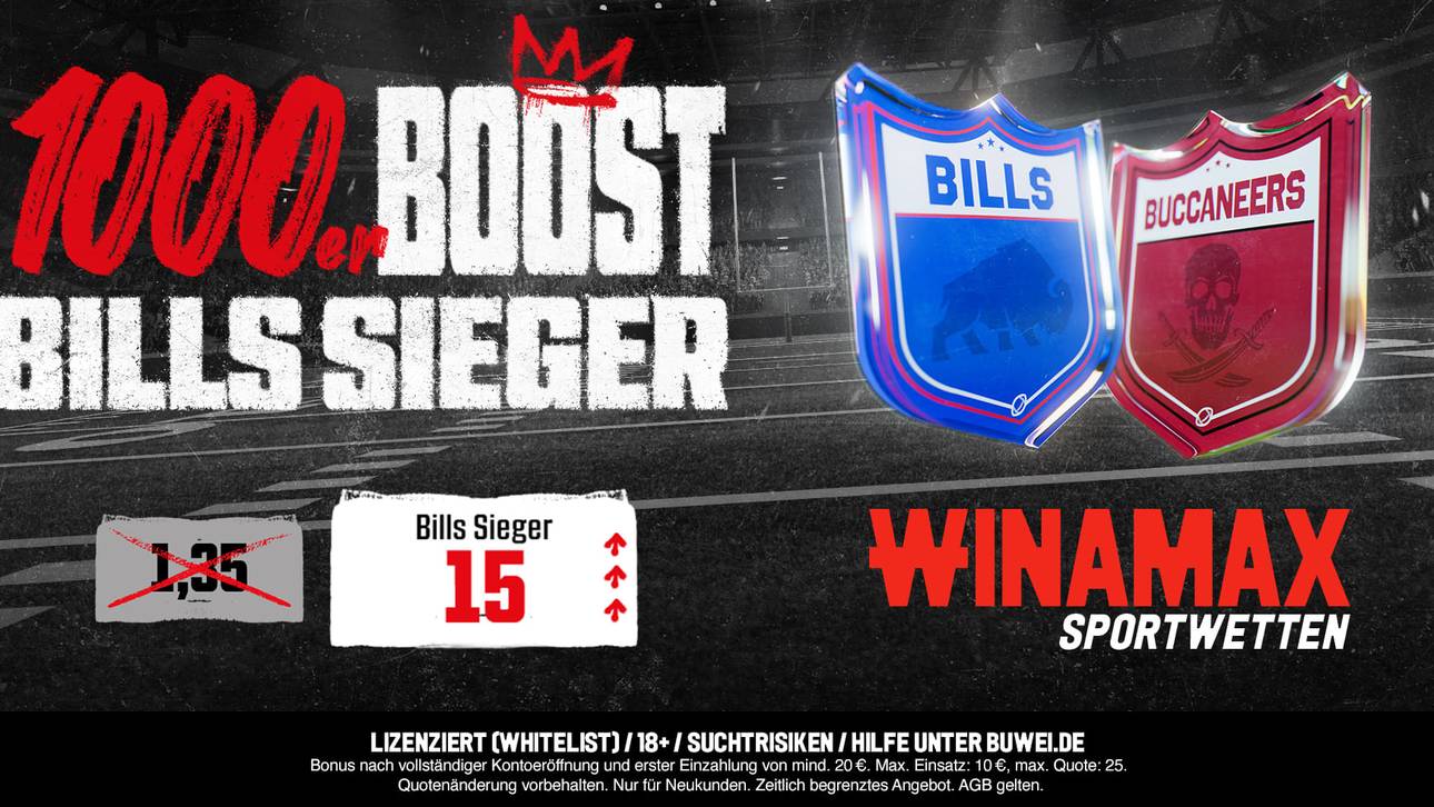 NFL-Super-Boost bei Winamax: Bills vs. Buccaneers! Mega-Quote 15,0 auf den Sieg der Buffalo Bills | 16.11.2025