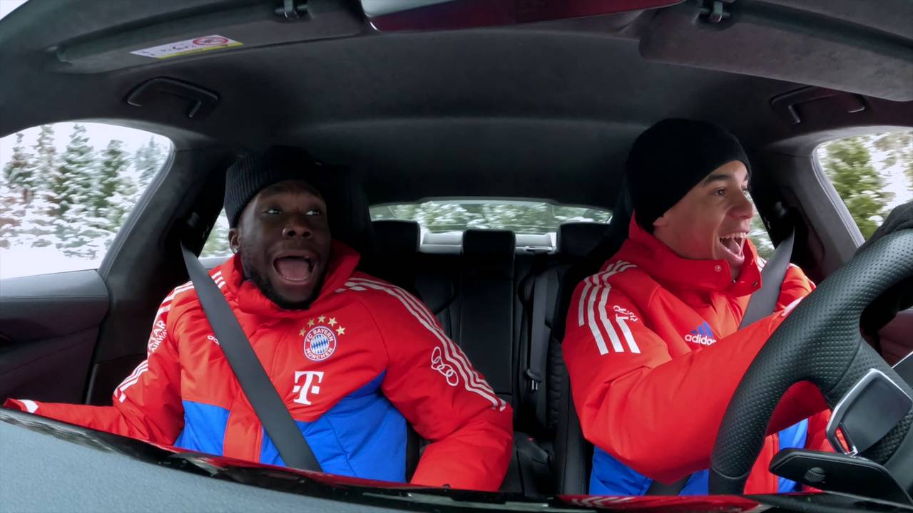 Stars des FC Bayern München haben Spaß bei Drift-Challenge: Davies und Musiala