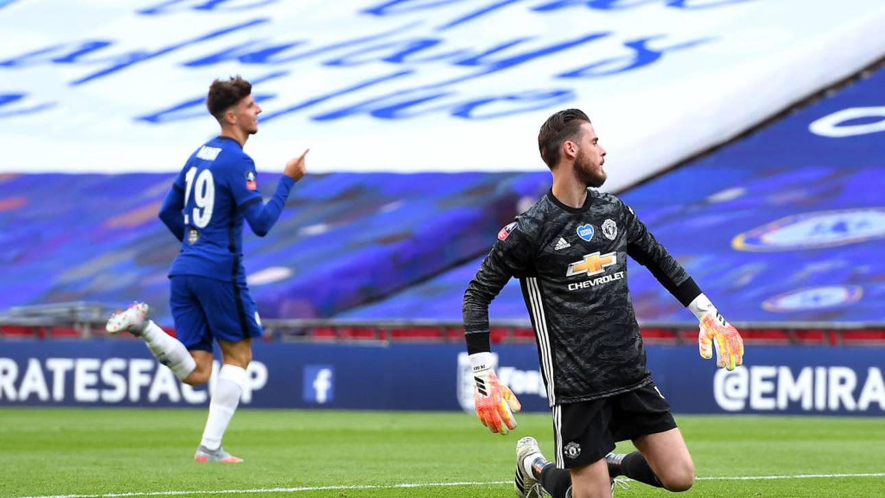 David De Gea kann den harmlosen Schuss von Mason Mount nicht parieren
