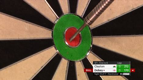 Am 14.Spieltag der Premier League of Darts spielt Chris Dobey den Big Fish im Halbfinale gegen Jonny Clayton. Das Comeback kommt allerdings zu spät.
