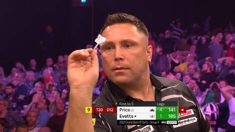 Gerwyn Price schlägt im ersten Gruppenspiel des Grand Slam of Darts Ted Evetts mit 5:1.