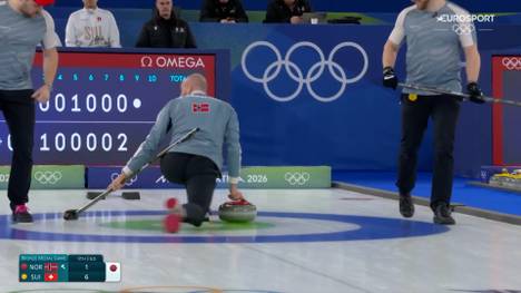 Beim Spiel um Bronze liefert das norwegische Curling-Team nochmal ein absolutes Highlight gegen die Schweiz.