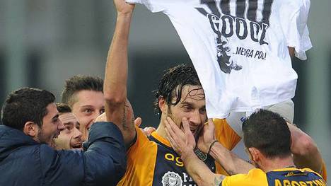 Luca Toni erzielte für Hellas Verona das 300. Tor seiner Karriere