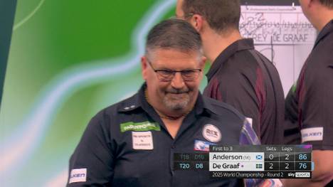 Gary Anderson scheitert in der zweiten Runde der Darts-WM. Ohne Satzgewinn erlebt der zweifache Weltmeister gegen Jeffrey de Graaf ein Debakel - und das ausgerechnet an seinem Geburtstag.