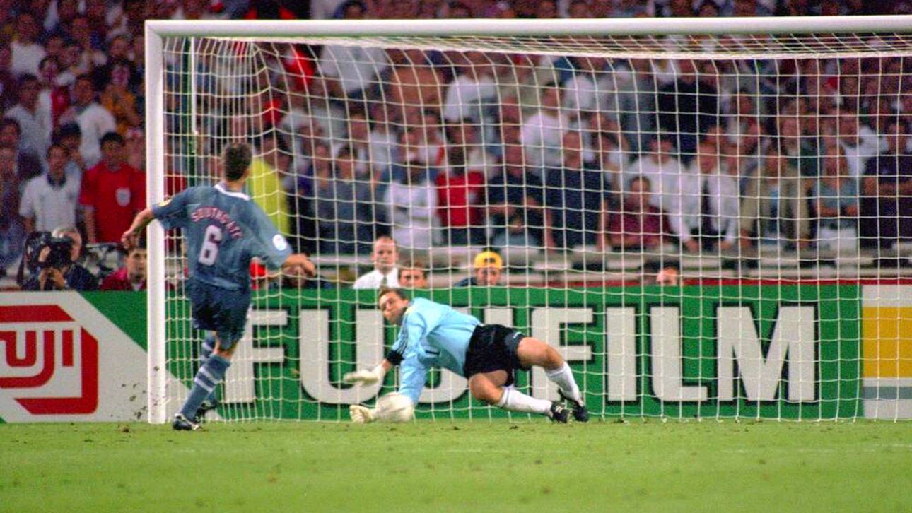 Torwart Andreas Köpke hielt den Elfmeter von Gareth Southgate