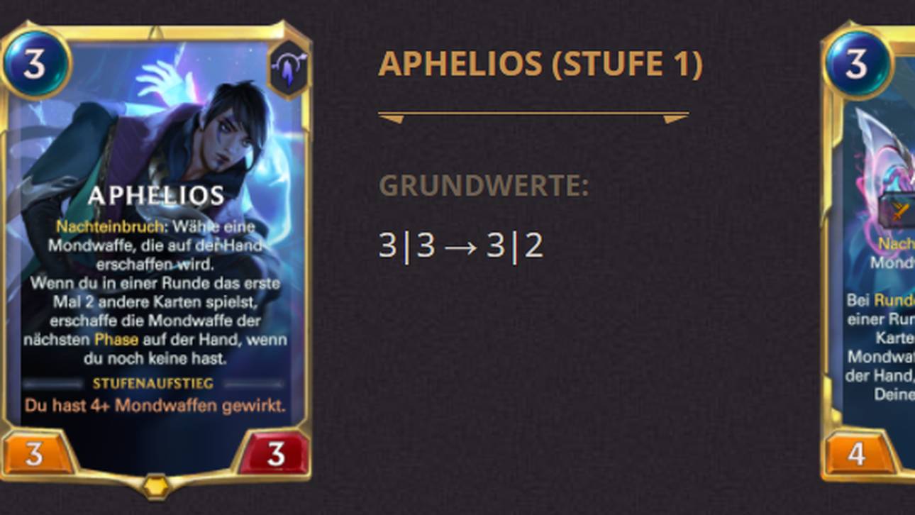 Aphelios verliert auf beiden Stufen jeweils einen Lebenspunkt