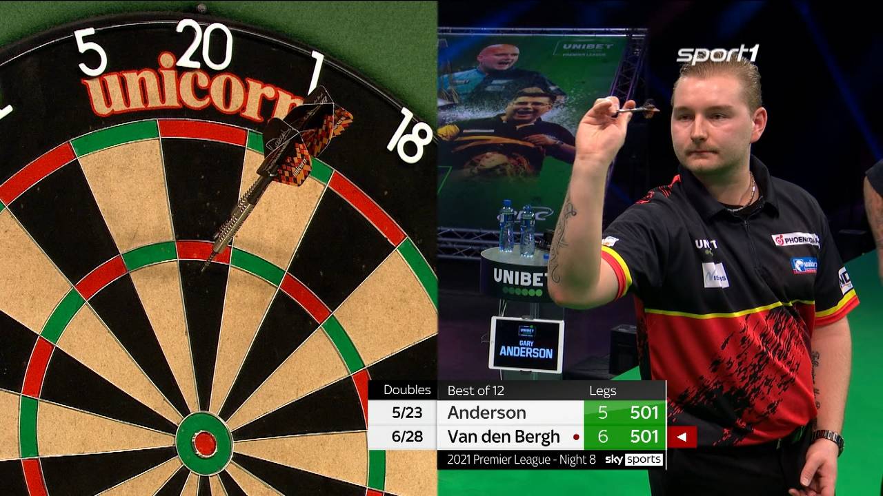Premier League Darts: Dimitri Van den Bergh besiegt Gary Anderson mit 7:5