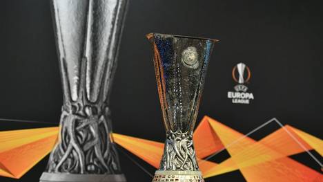 The UEFA Europa League football cup is displayed prior to the draw for the round of 32 of the UEFA Europa League football tournament at the UEFA headquarters in Nyon on December 17, 2018. (Photo by Fabrice COFFRINI / AFP)        (Photo credit should read FABRICE COFFRINI/AFP via Getty Images)
