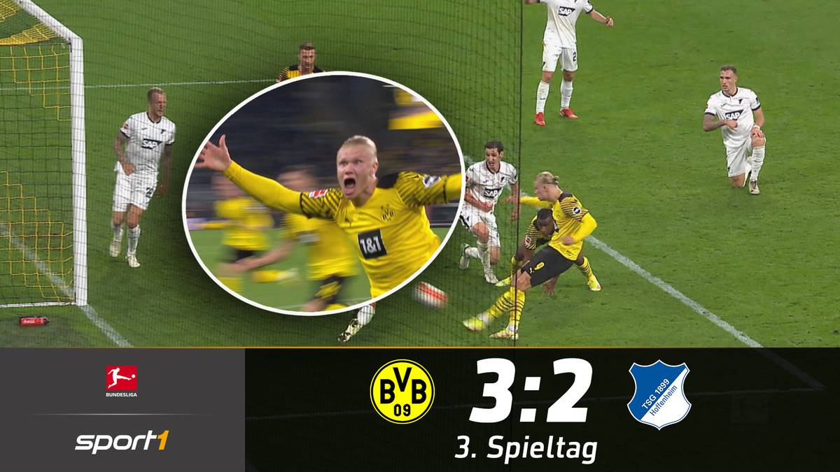 Borussia Dortmund gewinnt nach einem verrückten Schlagabtausch knapp gegen die TSG Hoffenheim. Erling Haaland ist am Ende der gefeierte Mann.