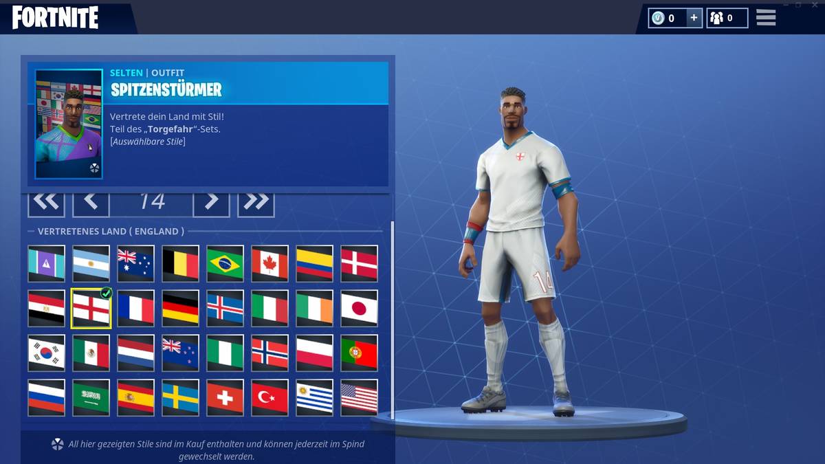 ... während die Engländer ganz schlicht in komplett weiß Fortnite zocken können