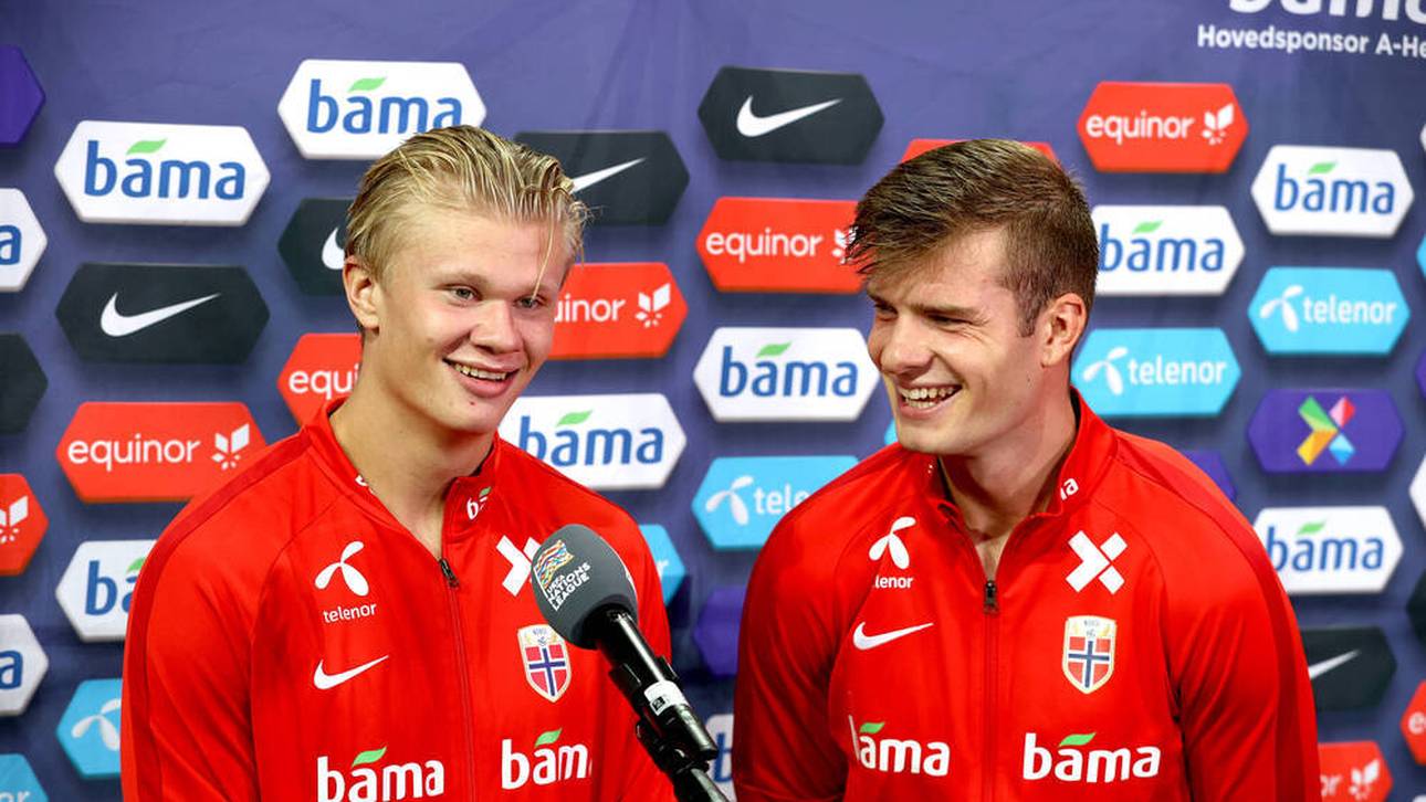 Erling Haaland (l.) und Alexander Sörloth gehen für Norwegen gemeinsam auf Torejagd