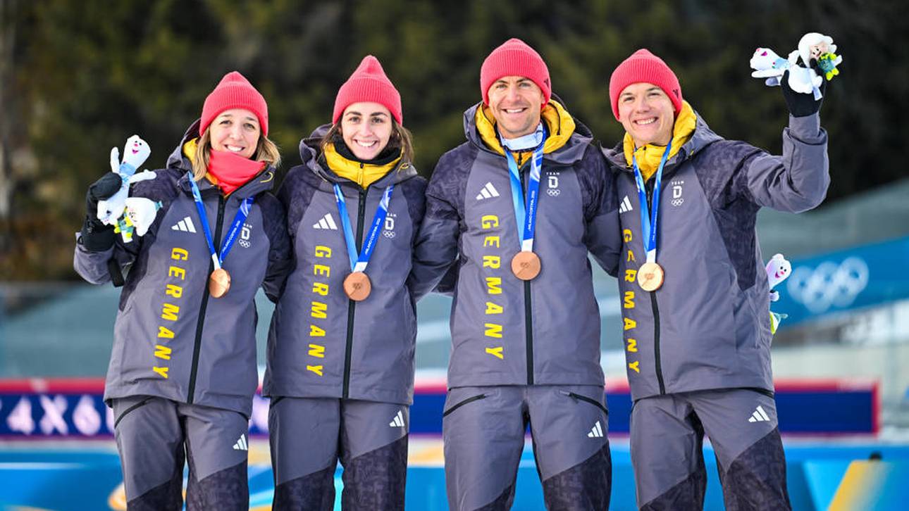 Jubel bei der Mixed-Staffel über Bronze