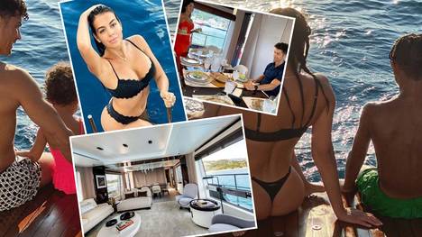 Familie Ronadlo im Urlaubsmodus: CR7, Georgina Rodriguez und die vier Kinder lassen es sich auf ihrer neuen Luyux-Yacht auf dem Mittelmeer gut gehen.