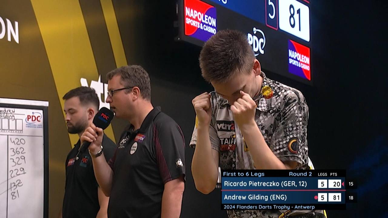 Flanders Darts Trophy: Ricardo Pietreczko schlägt Andrew Gilding mit 6:5