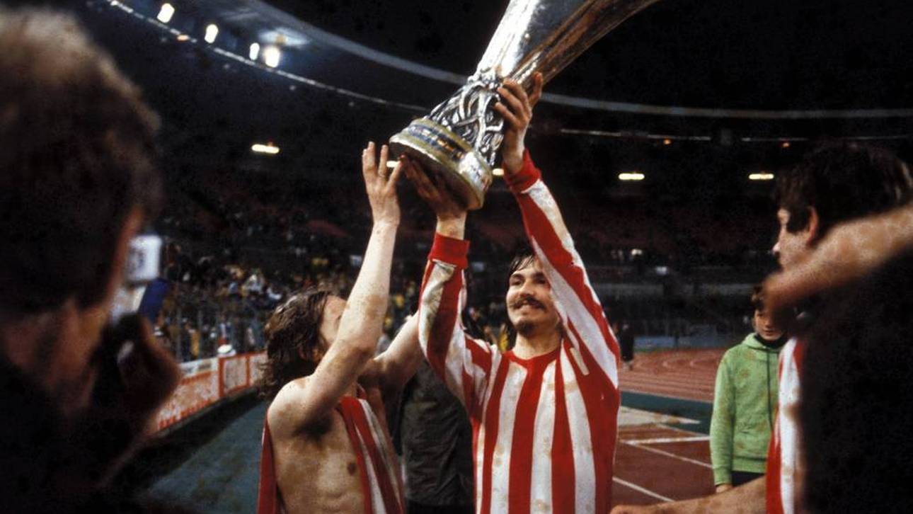 Ewald Lienen (r.) und Allan Simonsen waren das Gladbacher Sturmduo beim Gewinn des UEFA-Pokals 1979
