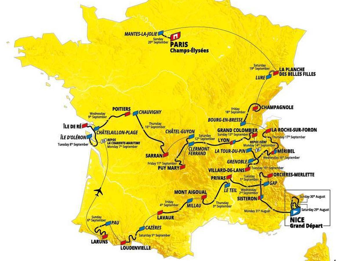 Tour De France 2020 Alle Etappen Mit Streckenprofil