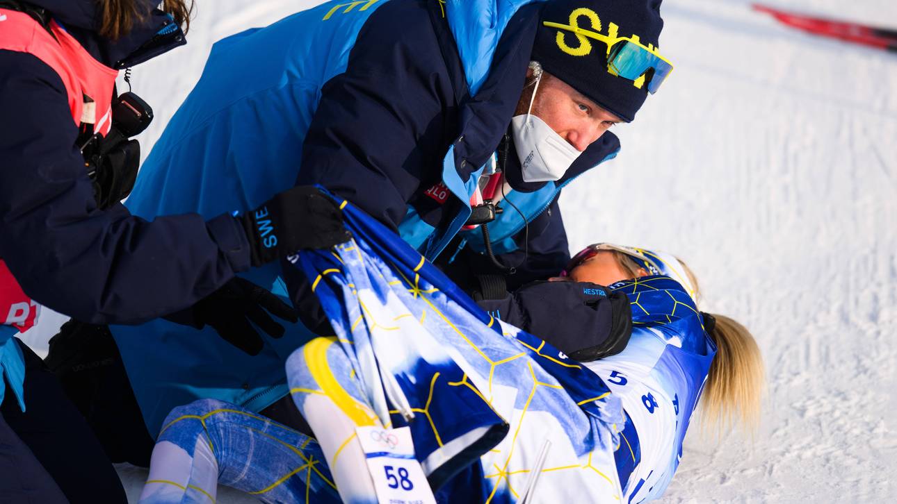 Schwedin bricht im Ziel zusammen