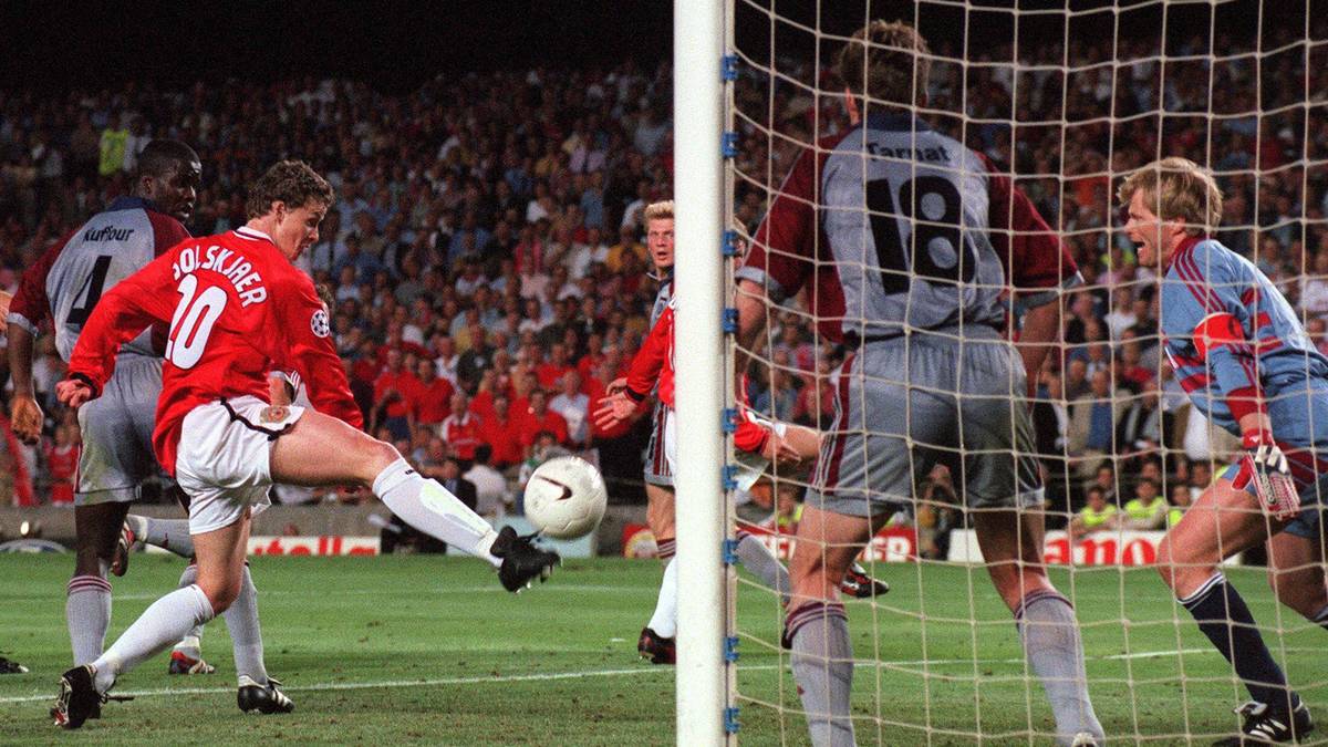 Dieser Spieler sorgt bei allen Bayern-Fans bis heute für Entsetzen. Ole Gunnar Solskjær erzielte in der Nachspielzeit des Champions-League-Finales 1999 das entscheidende 2:1 gegen die Münchner. Auch deshalb gehört er zu den United-Ikonen