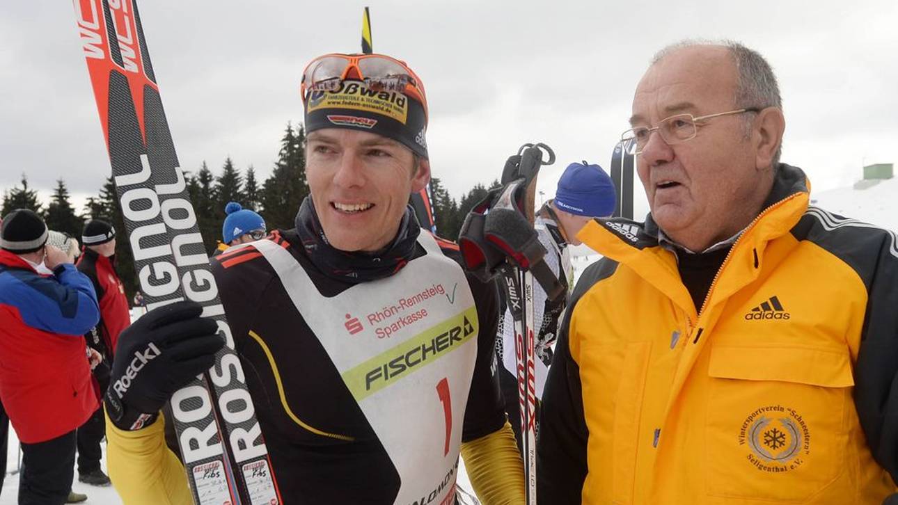 Gerhard Grimmer 2015 mit dem heutigen Biathlon-Co-Bundestrainer Jens Filbrich
