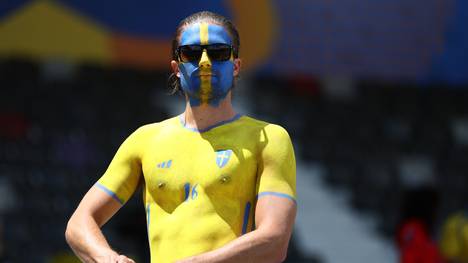 Ein schwedischer Fan beim Spiel gegen Frankreich