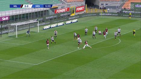 Ante Rebic bringt den AC Mailand gegen Genua auf die Siegerstraße. In den Schlusssekunden hat Milan dann gleich doppelt Glück - mit zwei Klärungsaktionen auf der Linie.