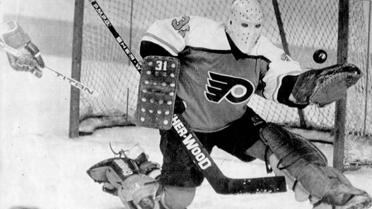 Pelle Lindbergh bei einem Flyers-Spiel Ende der Saison 1985