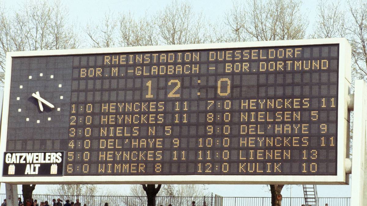 Vor dem letzten Spieltag waren Köln und Gladbach punktgleich, der FC dank zehn Toren Differenz aber scheinbar klar vorne. Es folgte ein unglaubliches Wettschießen: Gladbach gewann 12:0 gegen den BVB, Köln aber gleichzeitig 5:0 gegen St. Pauli - und wurde mit drei Toren Vorsprung Meister 