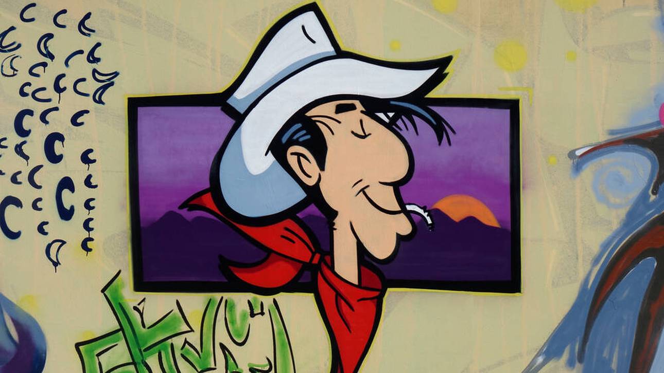 Ein Lucky-Luke-Graffiti in Potsdam
