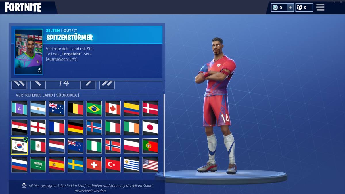 Südkorea kickt hingegen in Russland mit und trifft unter anderem auf Deutschland. Auch in Fortnite kann es zum Duell der Nationen kommen. Zumindest, wenn die Charaktere die entsprechenden Trikots tragen