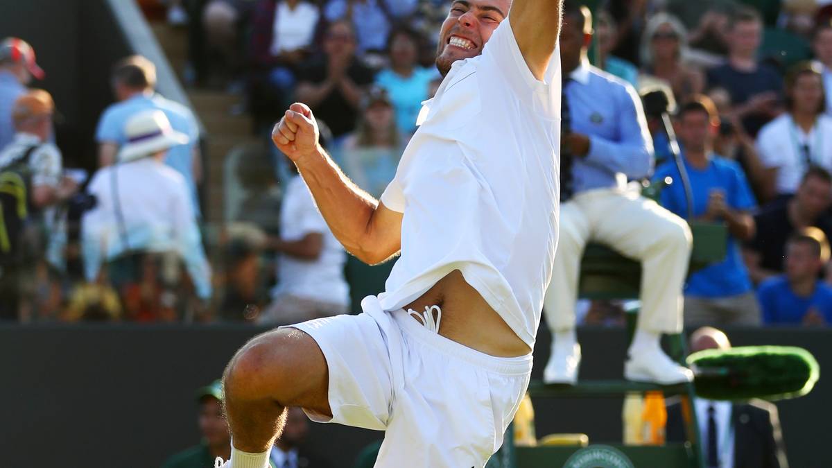 Jerzy Janowicz im Jubelmodus. Der Pole steht überraschend in der 3. Runde