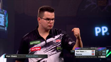 Gian Van Veen setzt sich gegen Madars Razma durch und steht erstmals in seiner Karriere im WM-Achtelfinale.