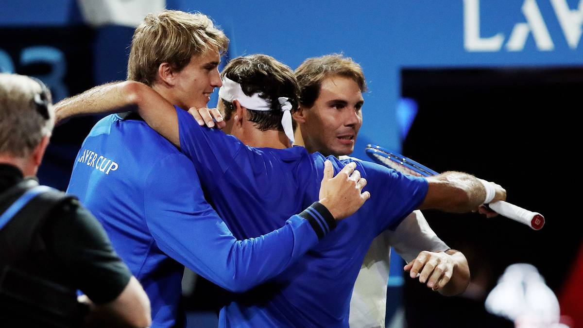 Alexander Zverev, Roger Federer und Rafael Nadal beim Laver Cup 