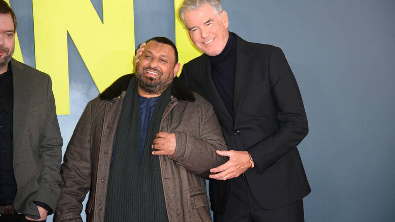 Prince Naseem Hamed und Pierce Brosnan bei der Premiere von "Giant" im Januar
