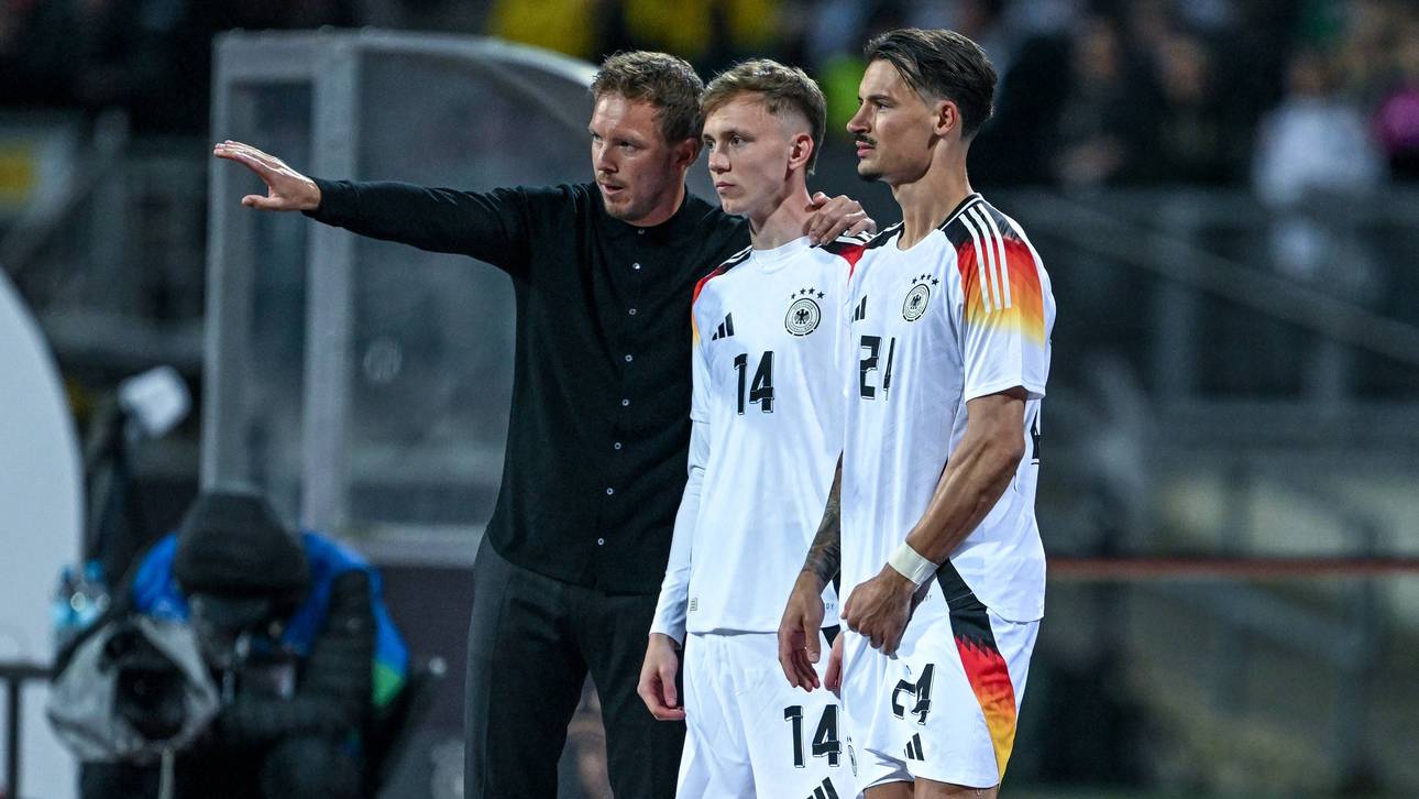 Wen streicht Julian Nagelsmann (l.) vor der EM? Maximilian Beier (m.) und Robin Koch (r.) zählen zu den Wackelkandidaten 