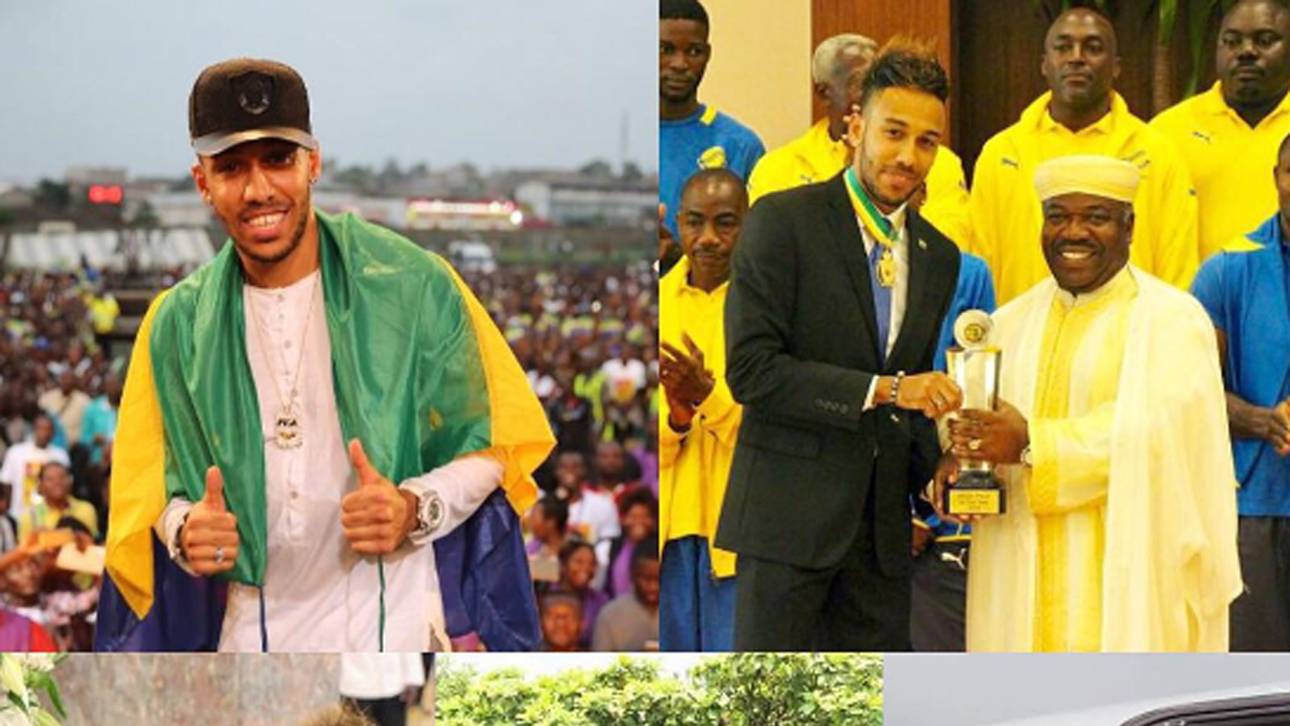 Aubameyang mit Trophäe auf Weltreise