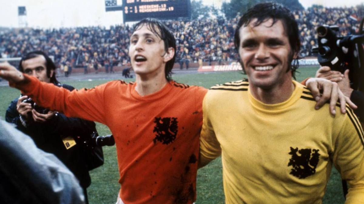 Jan Jongbloed (r.) und Johan Cruyff erreichten 1974 das WM-Finale in Deutschland